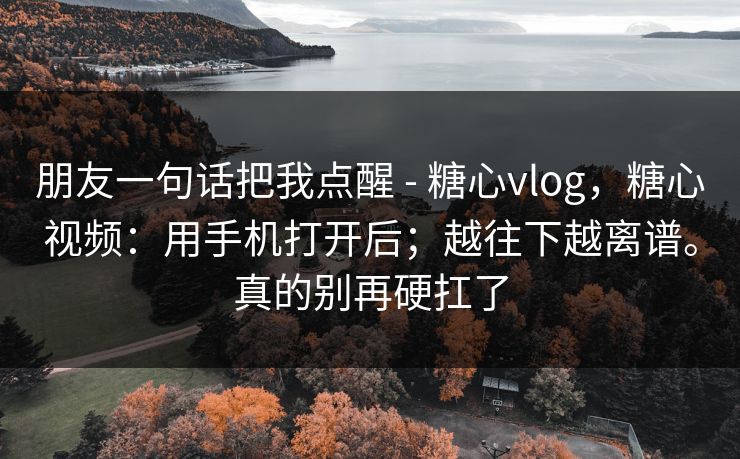 朋友一句话把我点醒 - 糖心vlog，糖心视频：用手机打开后；越往下越离谱。真的别再硬扛了