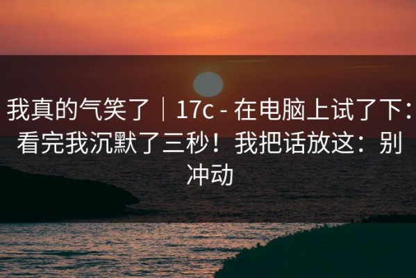 我真的气笑了｜17c - 在电脑上试了下：看完我沉默了三秒！我把话放这：别冲动
