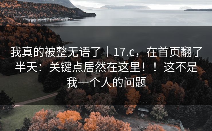 我真的被整无语了｜17.c，在首页翻了半天：关键点居然在这里！！这不是我一个人的问题
