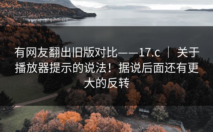 有网友翻出旧版对比——17.c | 关于播放器提示的说法!据说后面还有更大的反转 有网友翻出旧版对比——17.c | 关于播放器提示的说法!据说后面还有更大的反转